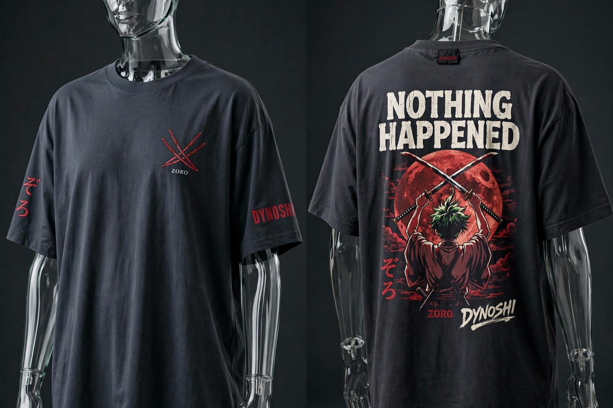 Zoro - Nothing Happened - Premium Oversized Anime T-Shirt - DYNOSHI