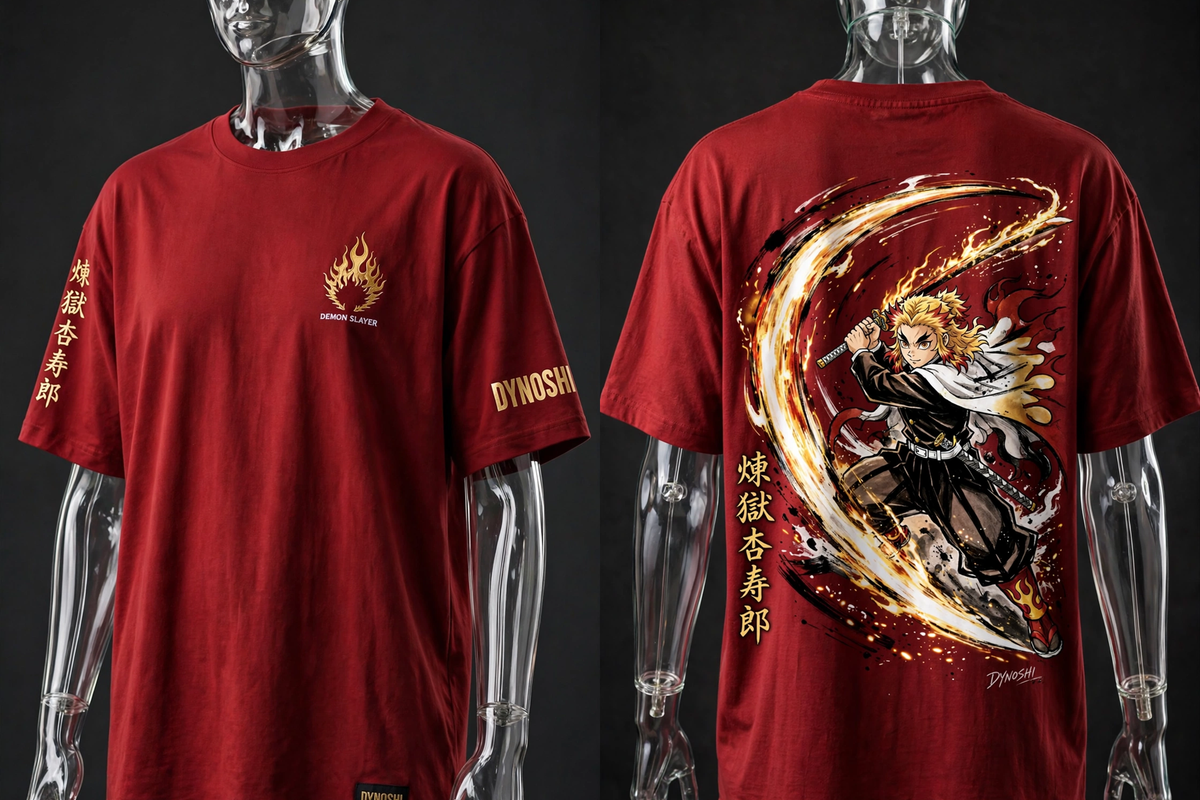Kyojuro Rengoku - Flame Sword Arc - Premium Oversized Anime T-Shirt - DYNOSHI