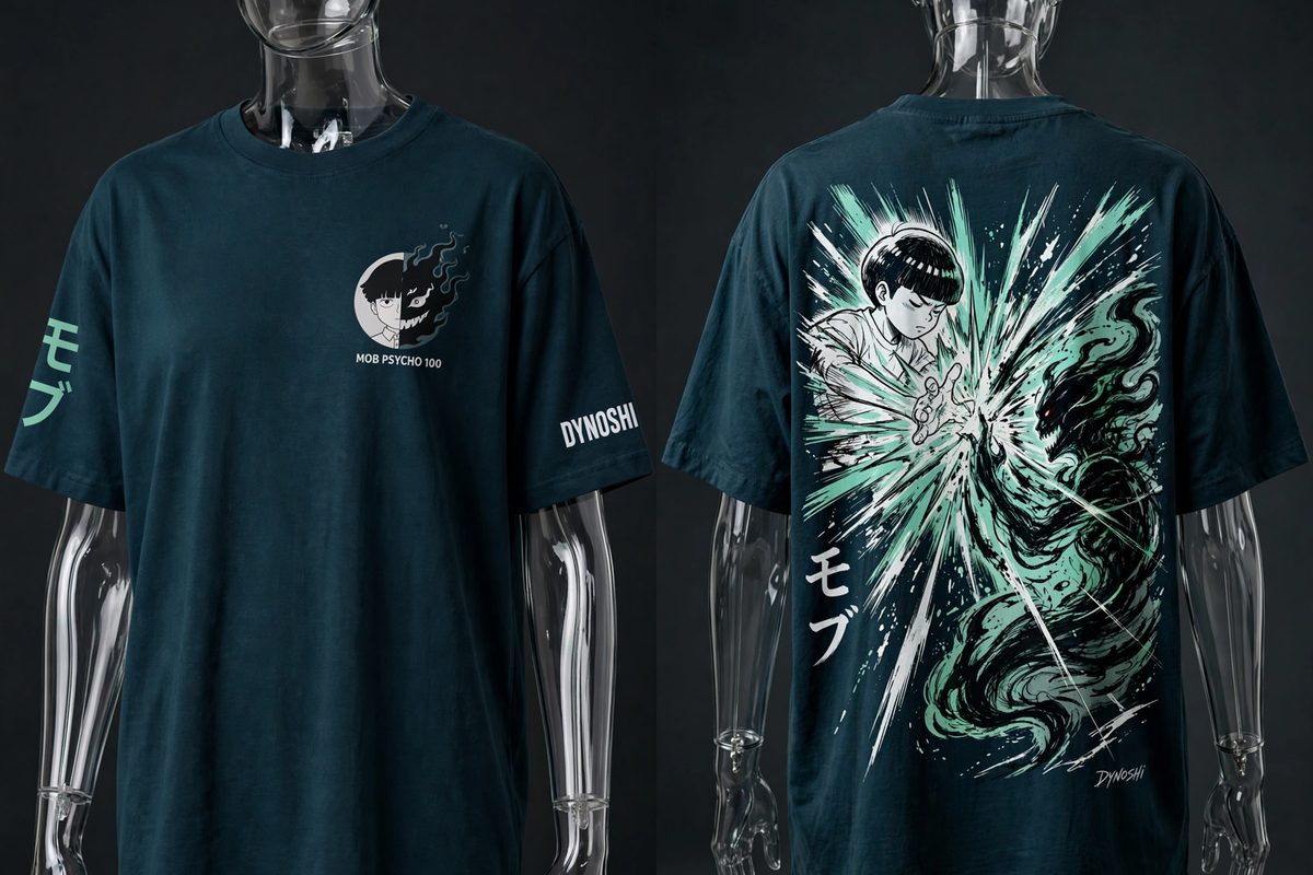 Mob Shigeo - Spirit Clash - Premium Oversized Anime T-Shirt - DYNOSHI