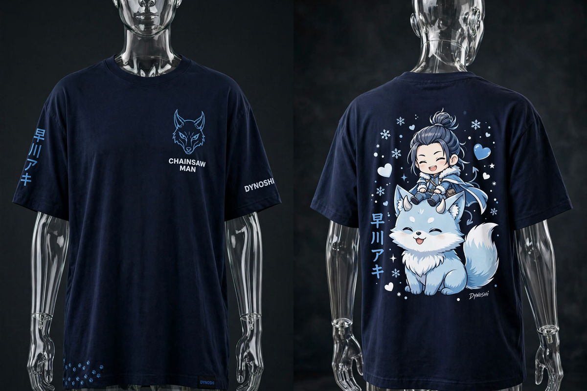 Aki Hayakawa - Chibi Fox Ride - Premium Oversized Anime T-Shirt - DYNOSHI