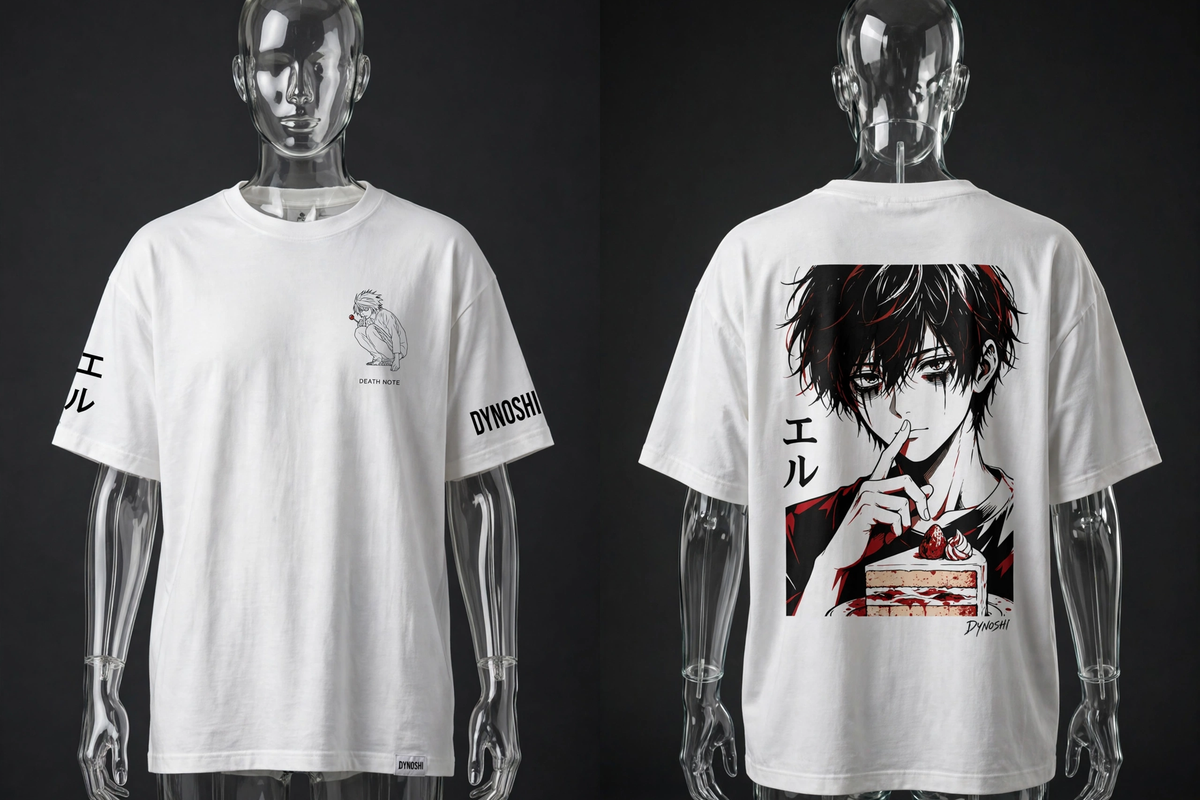 L Lawliet - Cake Analyst Portrait - Premium Oversized Anime T-Shirt - DYNOSHI