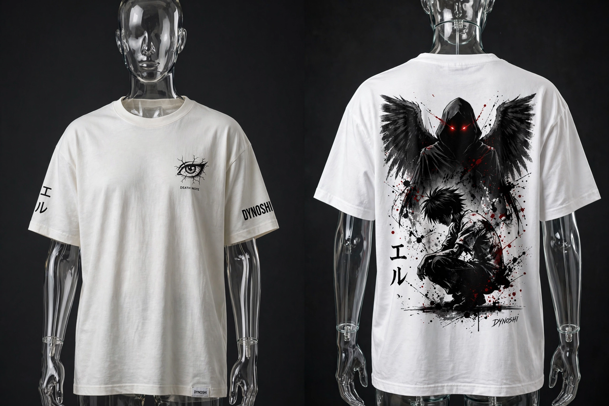 L Lawliet - Shinigami Shadow - Premium Oversized Anime T-Shirt - DYNOSHI
