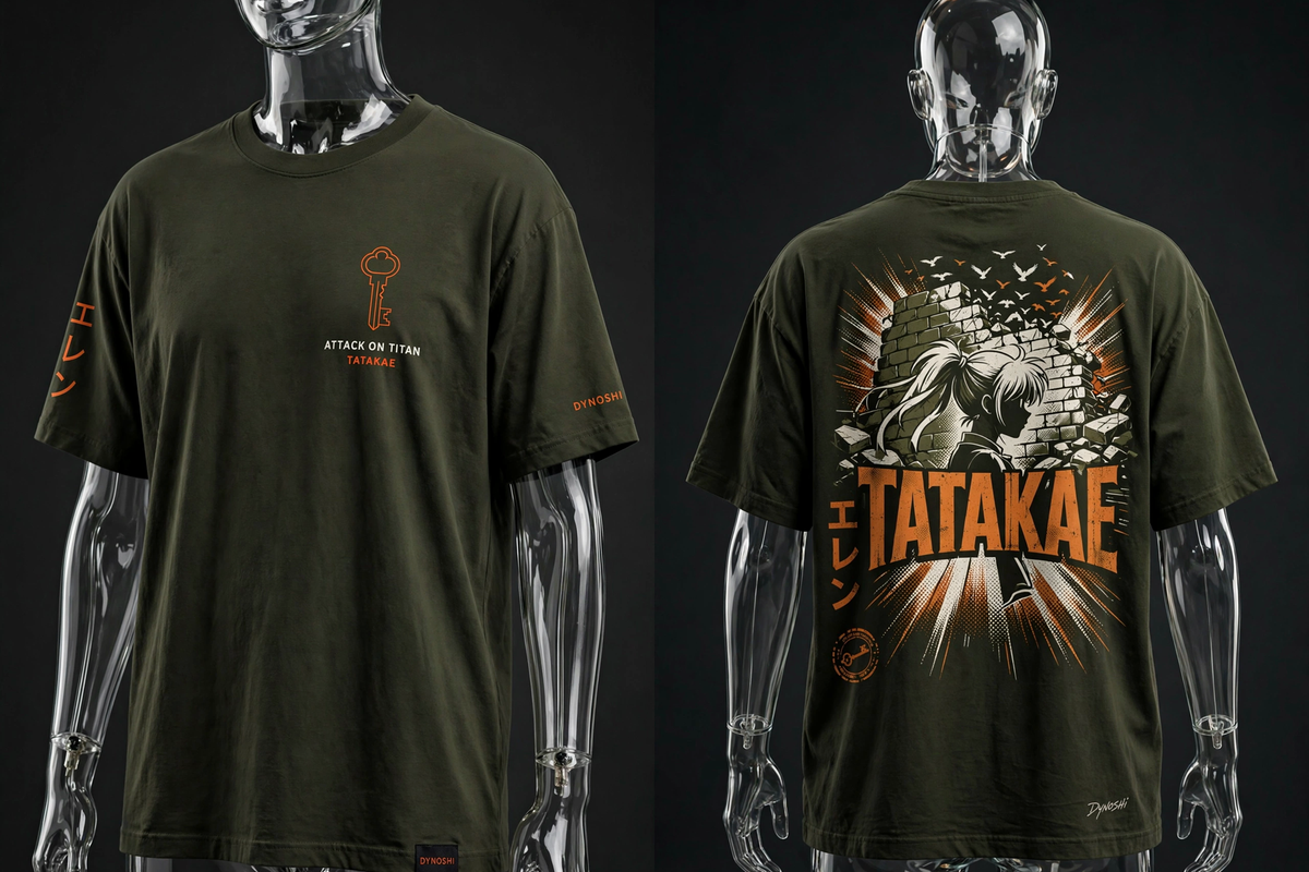 Eren Yeager - Tatakae Mantra - Premium Oversized Anime T-Shirt - DYNOSHI