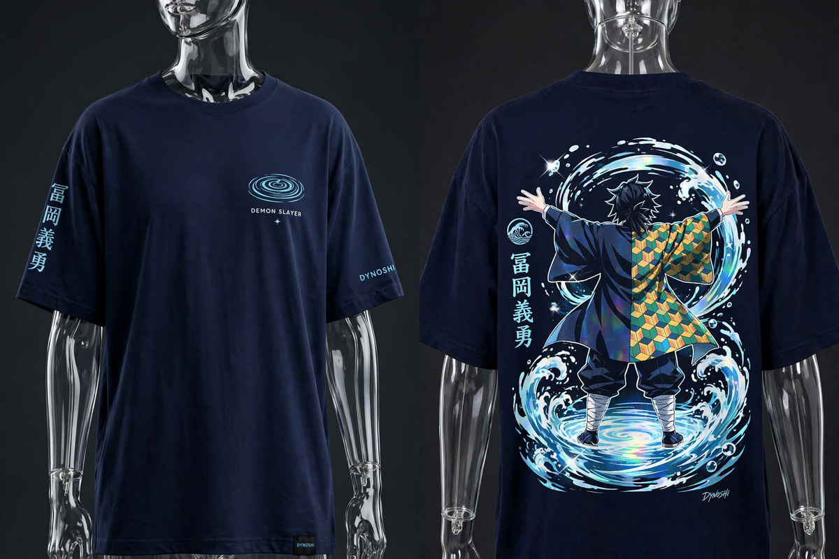 Giyu Tomioka - Water Pillar Triumph - Premium Oversized Anime T-Shirt - DYNOSHI