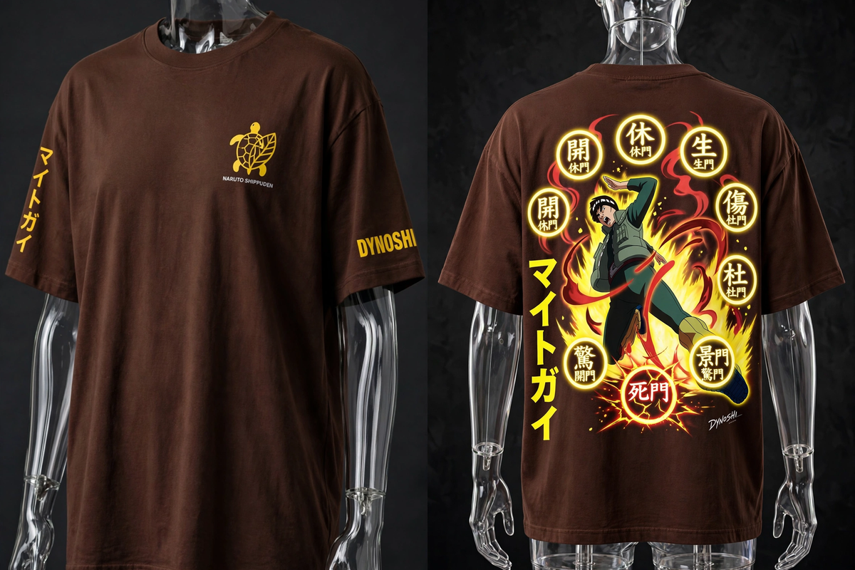 Might Guy - Eight Gates Unleashed - Premium Oversized Anime T-Shirt - DYNOSHI