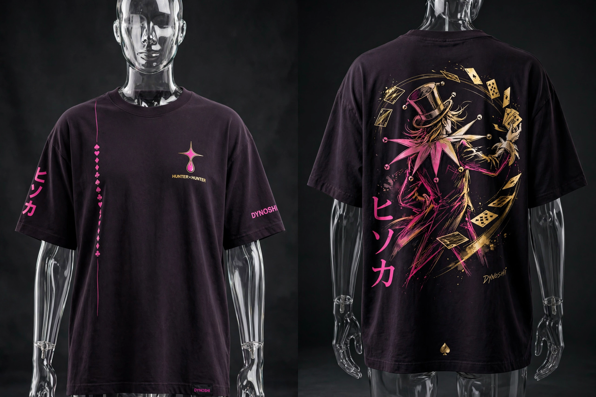 Hisoka Morow - Card Throw Stance - Premium Oversized Anime T-Shirt - DYNOSHI