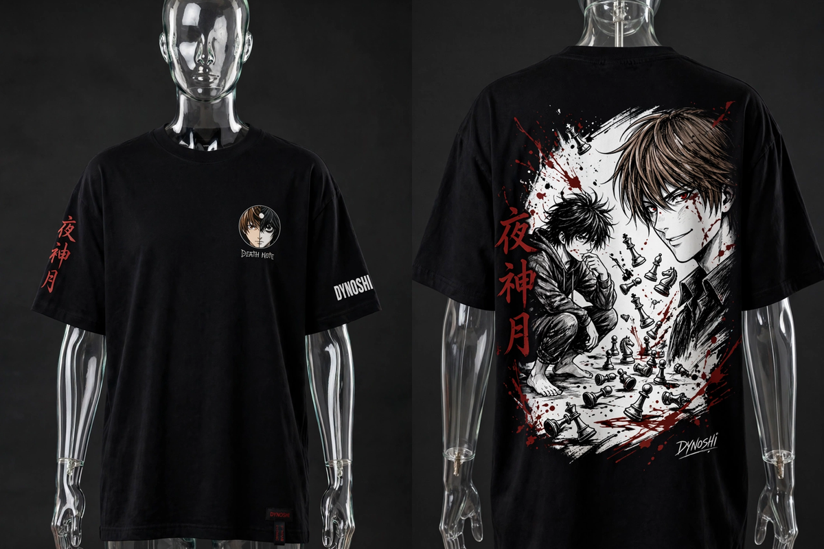 Light Yagami - Kira vs L Standoff - Premium Oversized Anime T-Shirt - DYNOSHI
