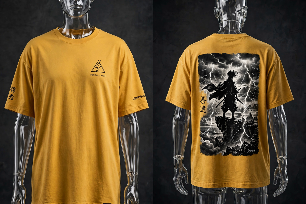 Zenitsu Agatsuma - Storm Watcher Silhouette - Premium Oversized Anime T-Shirt - DYNOSHI