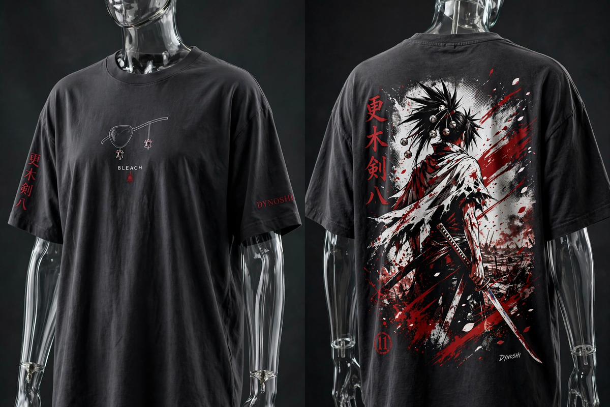 Kenpachi Zaraki - Battlefield Blood Petals - Premium Oversized Anime T-Shirt - DYNOSHI