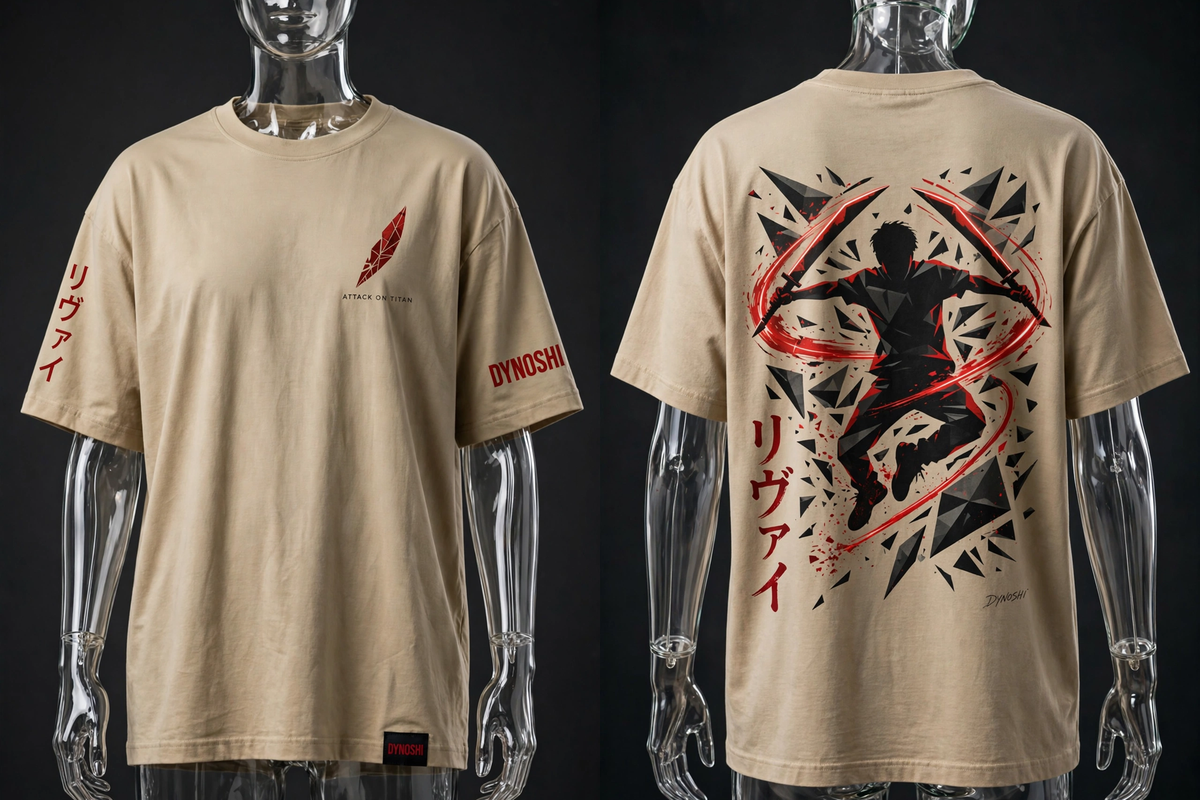 Levi Ackerman - Blade Geometry Silhouette - Premium Oversized Anime T-Shirt - DYNOSHI