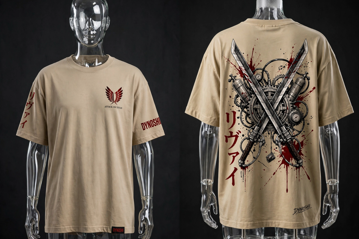 Levi Ackerman - Dual Blade Arsenal - Premium Oversized Anime T-Shirt - DYNOSHI