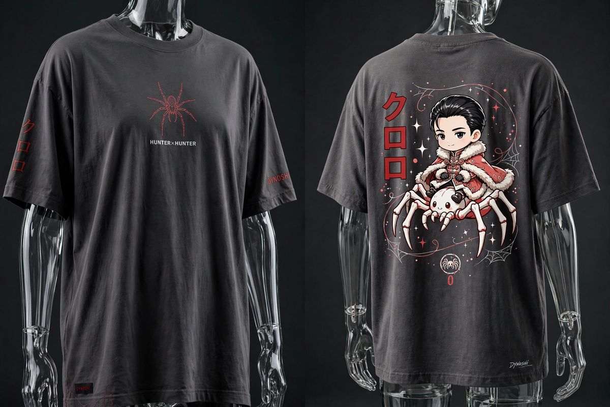 Chrollo Lucilfer - Spider Rider Chibi - Premium Oversized Anime T-Shirt - DYNOSHI