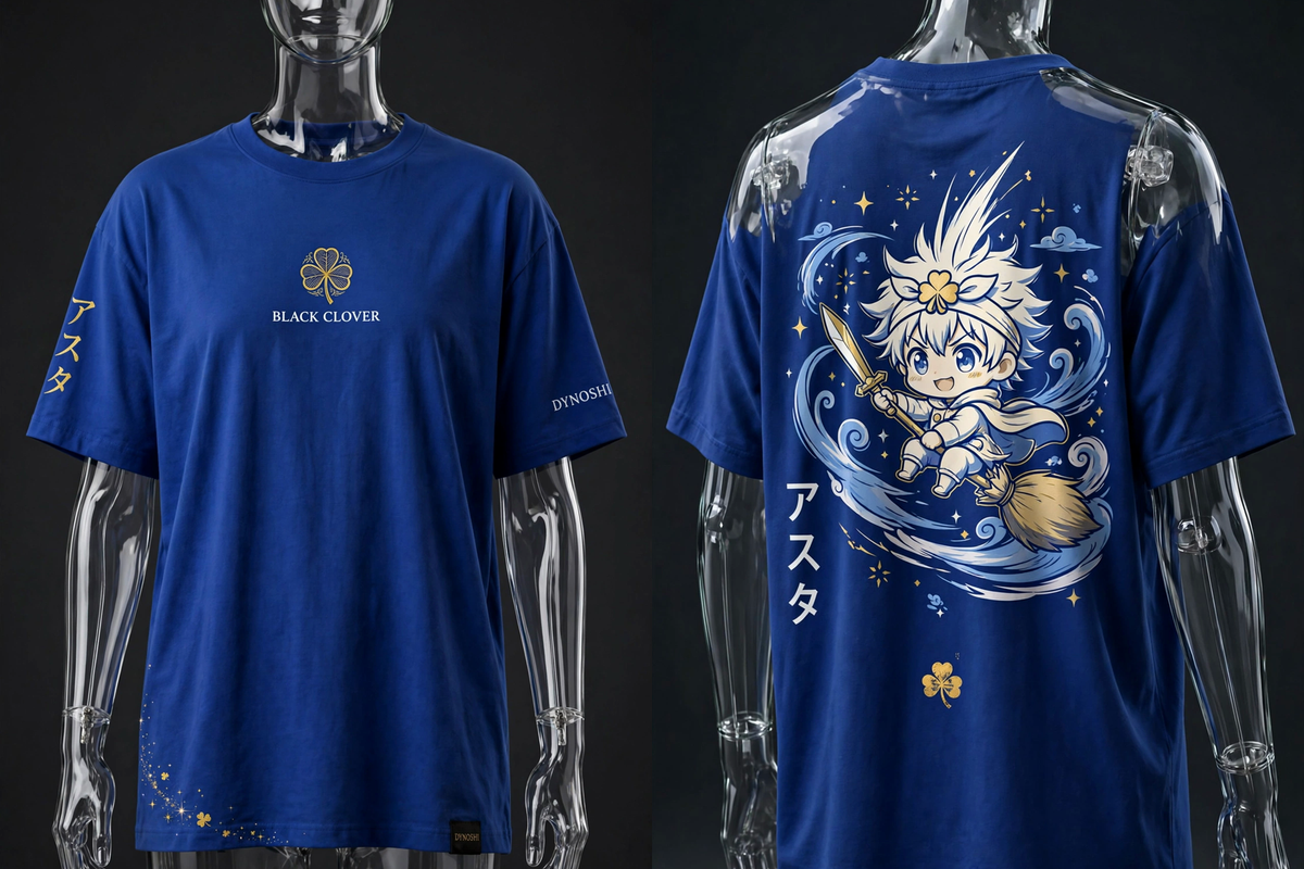 Asta - Chibi Broom Flight - Premium Oversized Anime T-Shirt - DYNOSHI