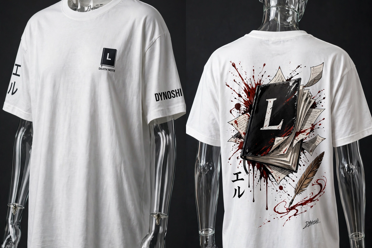 L Lawliet - Notebook Arsenal - Premium Oversized Anime T-Shirt - DYNOSHI
