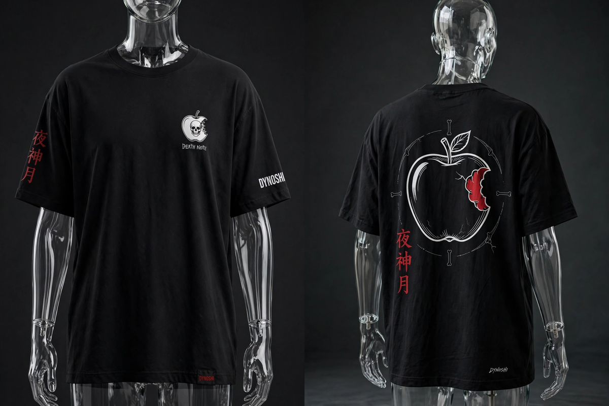 Light Yagami - Bitten Apple Emblem - Premium Oversized Anime T-Shirt - DYNOSHI