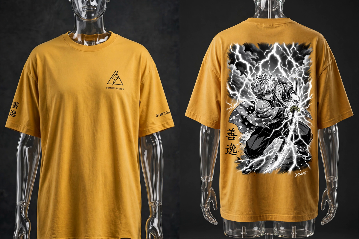 Zenitsu Agatsuma - Thunderclap and Flash - Premium Oversized Anime T-Shirt - DYNOSHI