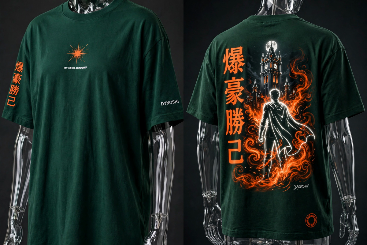 Katsuki Bakugo - School Tower Silhouette - Premium Oversized Anime T-Shirt - DYNOSHI