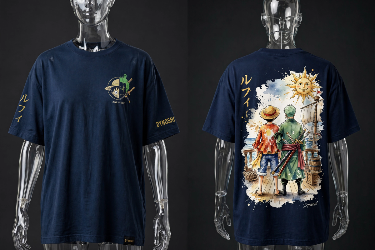 Monkey D. Luffy - Captain & Swordsman Duo - Premium Oversized Anime T-Shirt - DYNOSHI