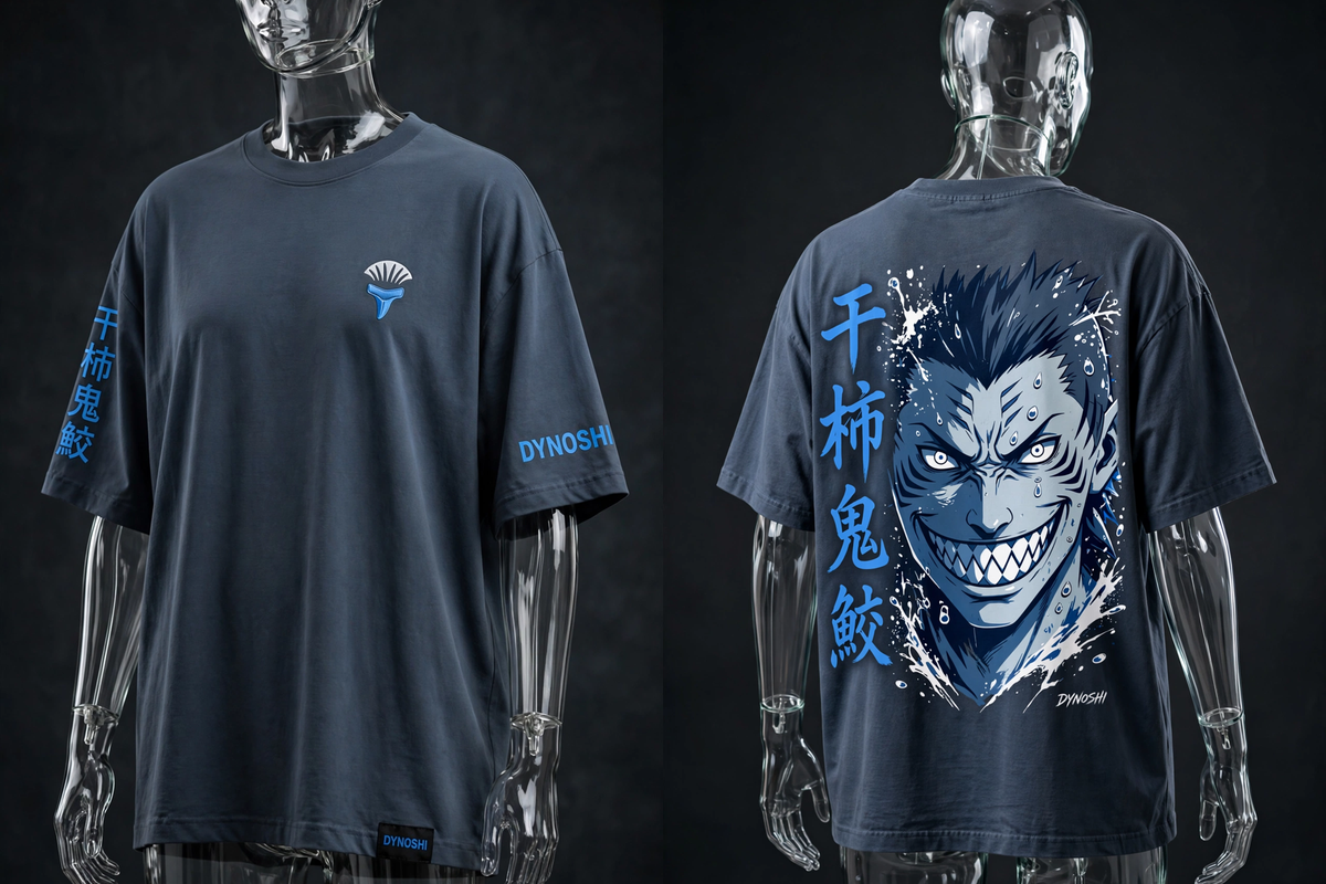 Kisame Hoshigaki - Shark Grin Portrait - Premium Oversized Anime T-Shirt - DYNOSHI