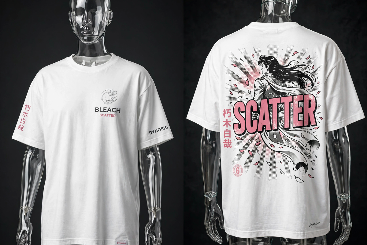 Byakuya Kuchiki - SCATTER Mantra - Premium Oversized Anime T-Shirt - DYNOSHI