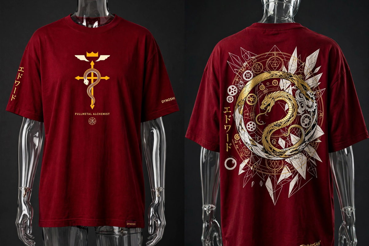 Edward Elric - Ouroboros Monument - Premium Oversized Anime T-Shirt - DYNOSHI
