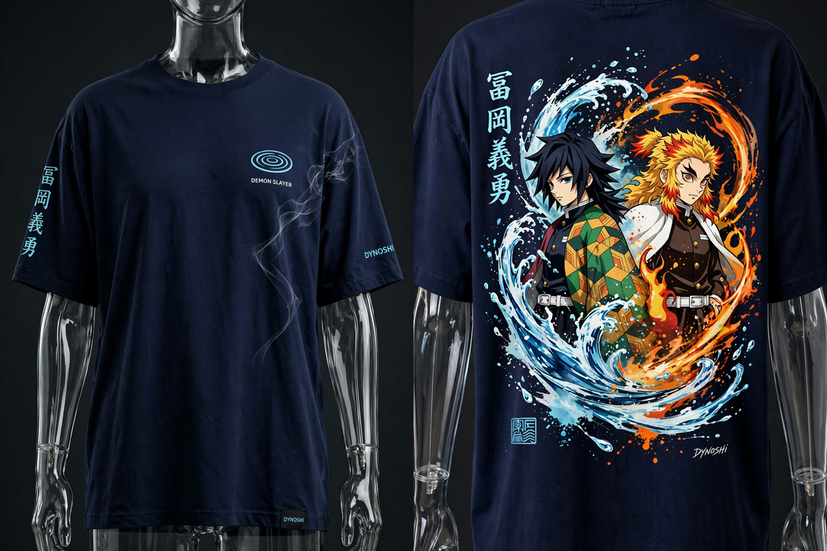 Giyu Tomioka - Pillars' Pact Duo - Premium Oversized Anime T-Shirt - DYNOSHI