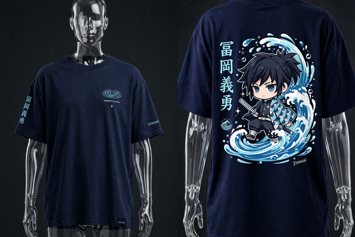 Giyu Tomioka - Chibi Wave Rider - Premium Oversized Anime T-Shirt - DYNOSHI