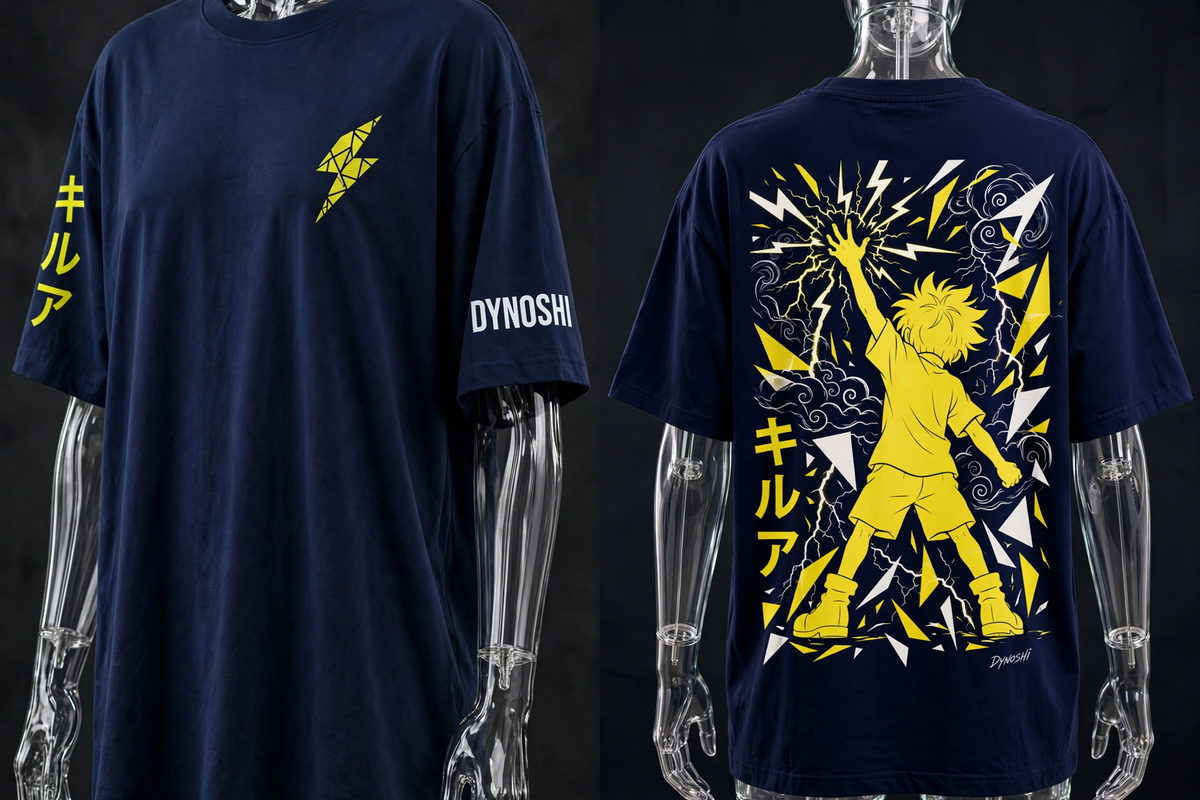 Killua Zoldyck - Storm Silhouette - Premium Oversized Anime T-Shirt - DYNOSHI