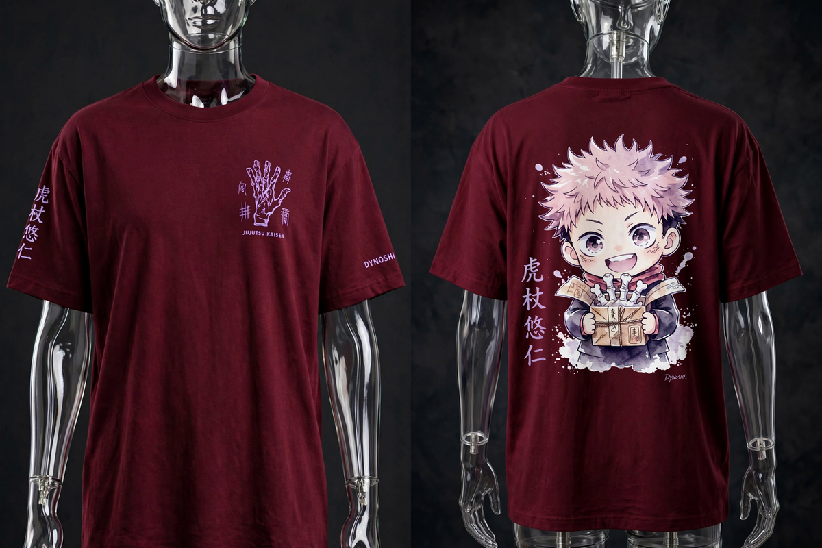 Yuji Itadori - Chibi Finger Collector - Premium Oversized Anime T-Shirt - DYNOSHI