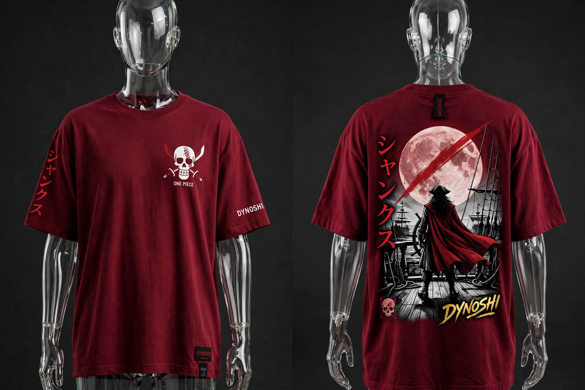 Shanks - Red Moon Voyage - Premium Oversized Anime T-Shirt - DYNOSHI