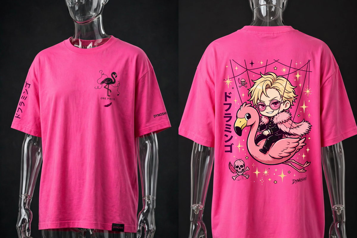 Donquixote Doflamingo - Flamingo Rider Chibi - Premium Oversized Anime T-Shirt - DYNOSHI