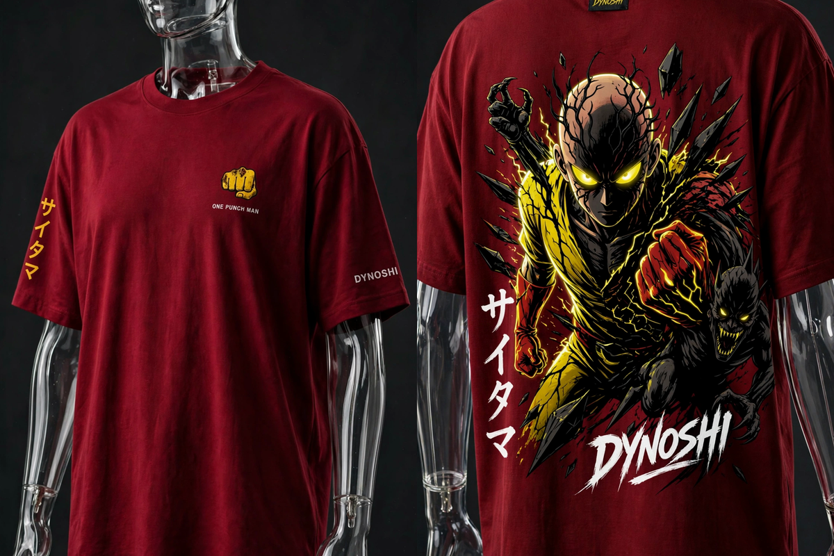 Saitama - Corrupted Hero - Premium Oversized Anime T-Shirt - DYNOSHI