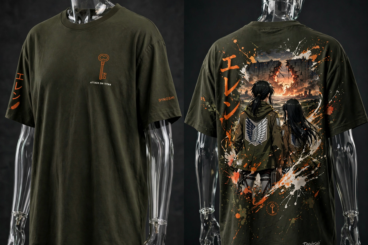 Eren Yeager - Freedom Pact Duo - Premium Oversized Anime T-Shirt - DYNOSHI