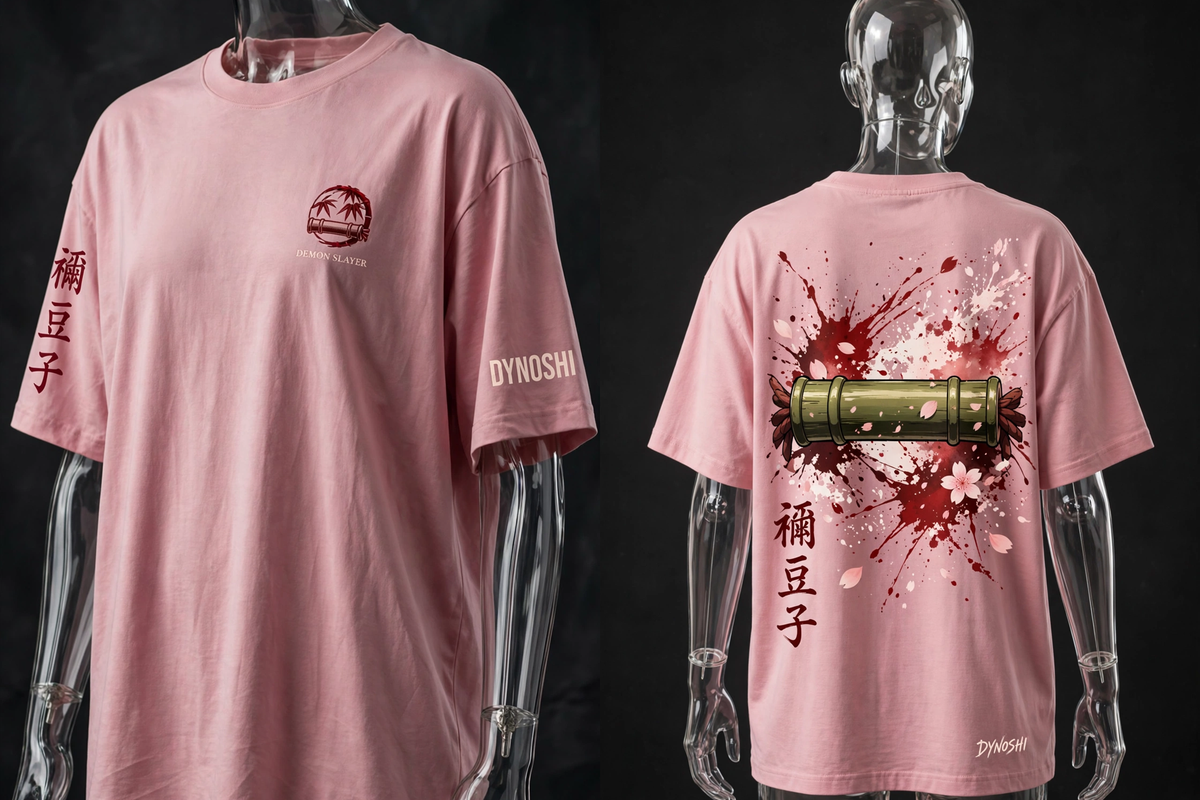 Nezuko Kamado - Muzzle Sakura Splash - Premium Oversized Anime T-Shirt - DYNOSHI
