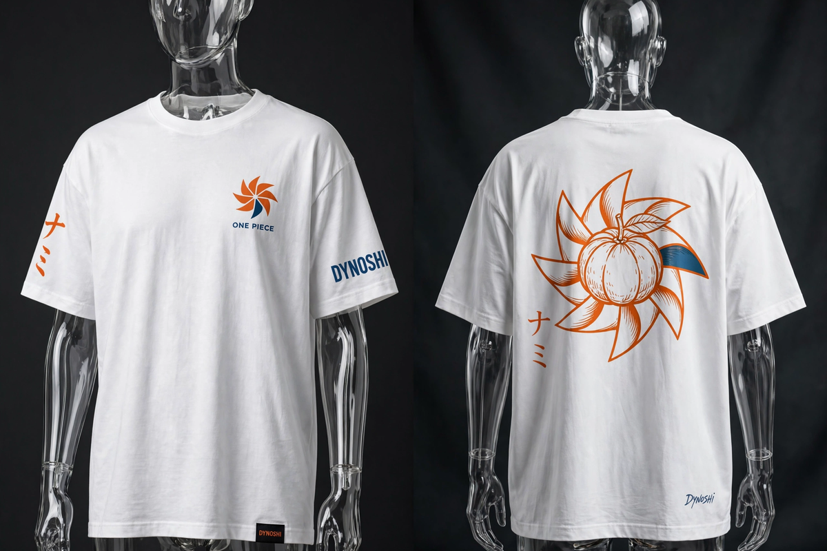 Nami - Tangerine Pinwheel Emblem - Premium Oversized Anime T-Shirt - DYNOSHI