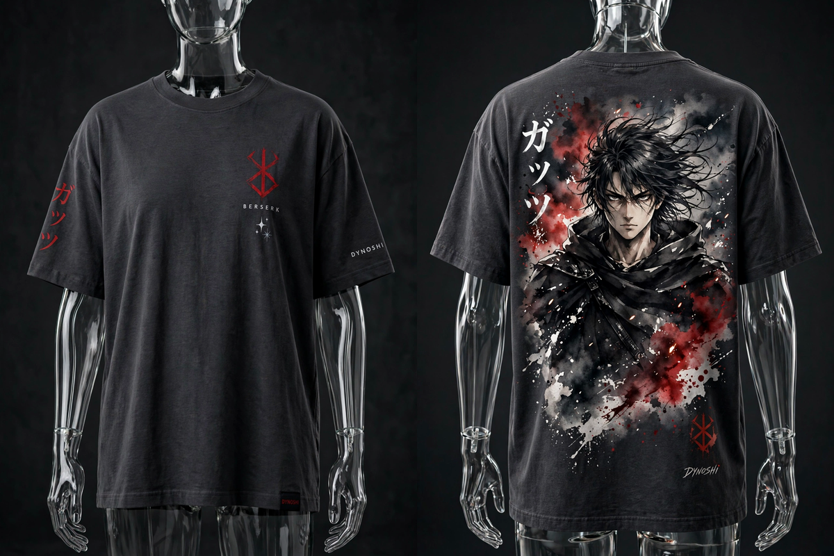 Guts - Stoic Swordsman Portrait - Premium Oversized Anime T-Shirt - DYNOSHI
