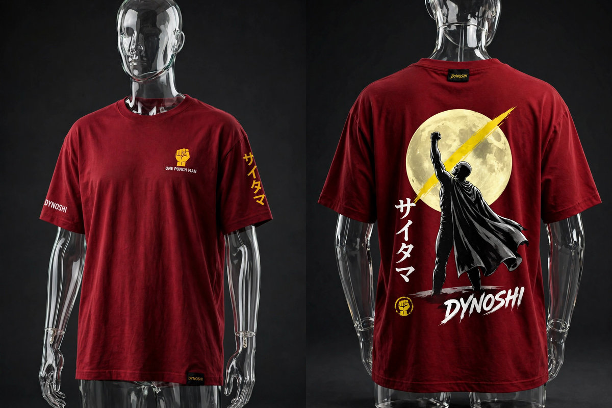 Saitama - Hero Moon - Premium Oversized Anime T-Shirt - DYNOSHI
