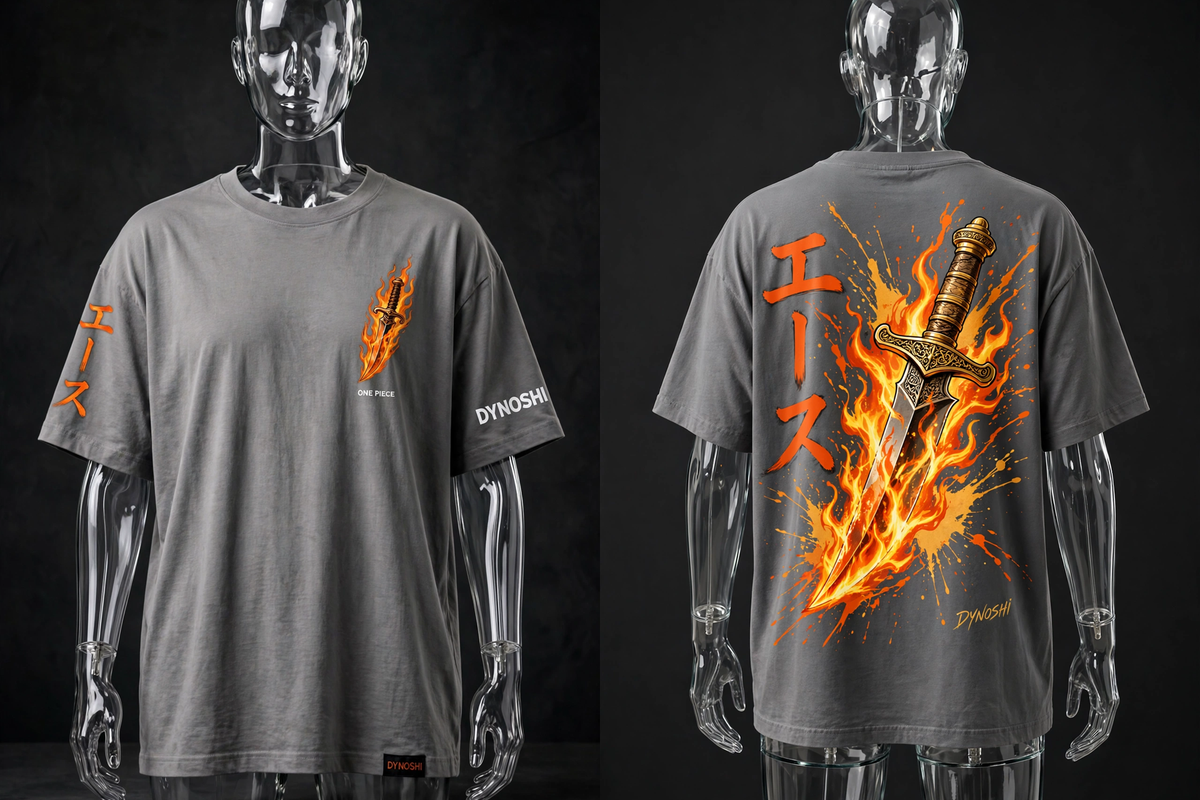 Portgas D. Ace - Burning Dagger - Premium Oversized Anime T-Shirt - DYNOSHI