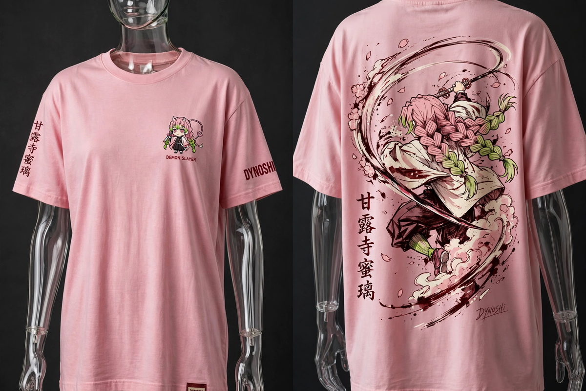 Mitsuri Kanroji - Love Breathing Form - Premium Oversized Anime T-Shirt - DYNOSHI