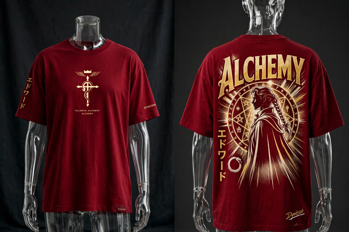 Edward Elric - Alchemy Mantra - Premium Oversized Anime T-Shirt - DYNOSHI