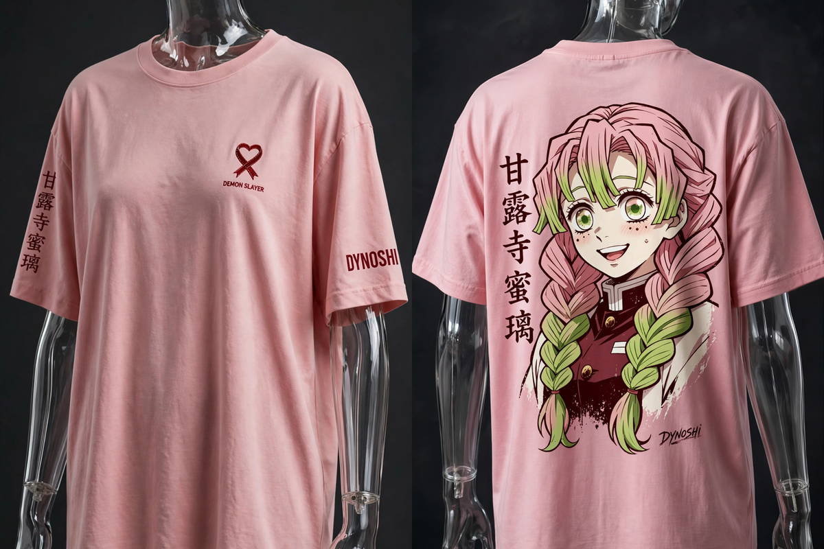 Mitsuri Kanroji - Warm Smile Portrait - Premium Oversized Anime T-Shirt - DYNOSHI