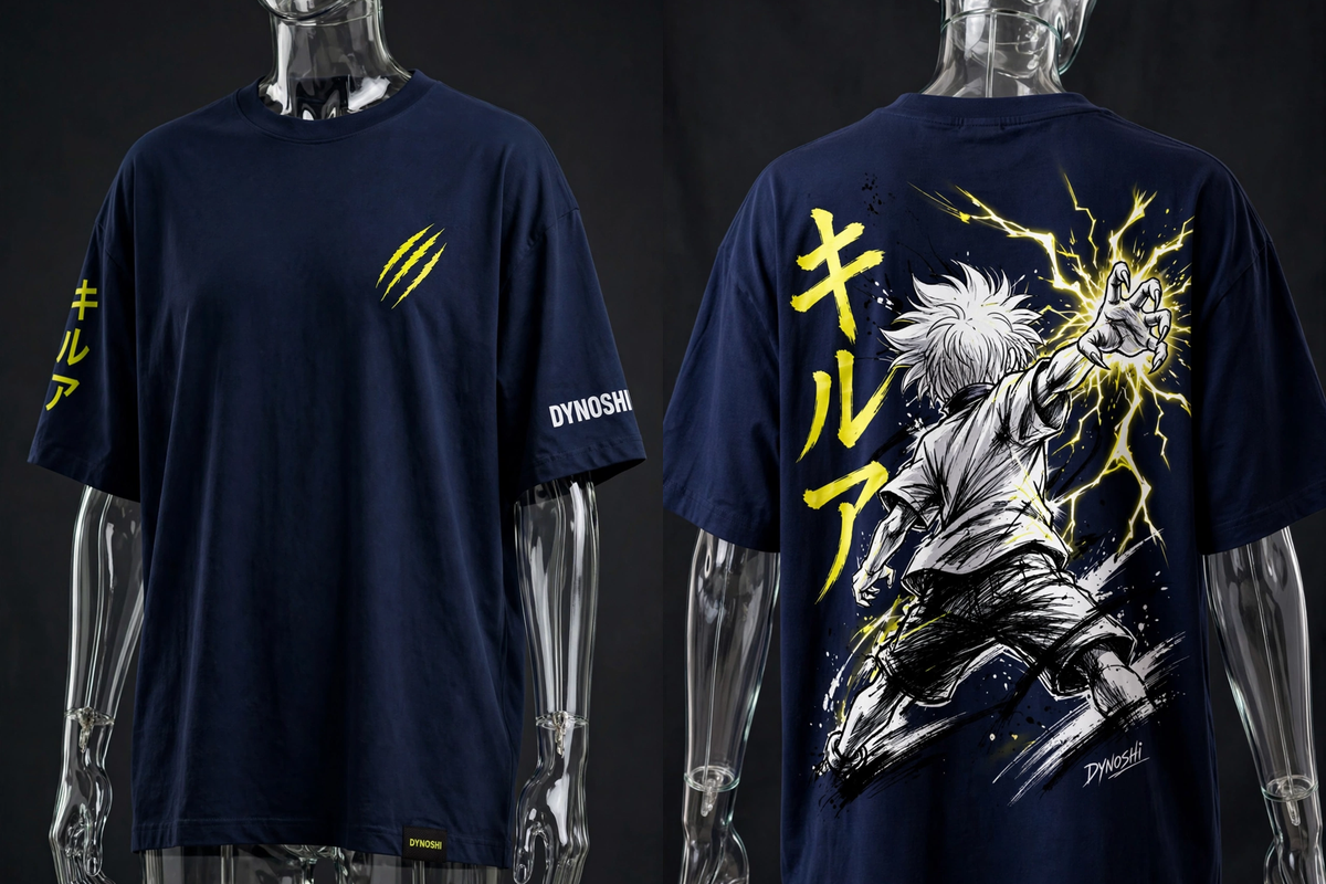 Killua Zoldyck - Assassin Strike - Premium Oversized Anime T-Shirt - DYNOSHI