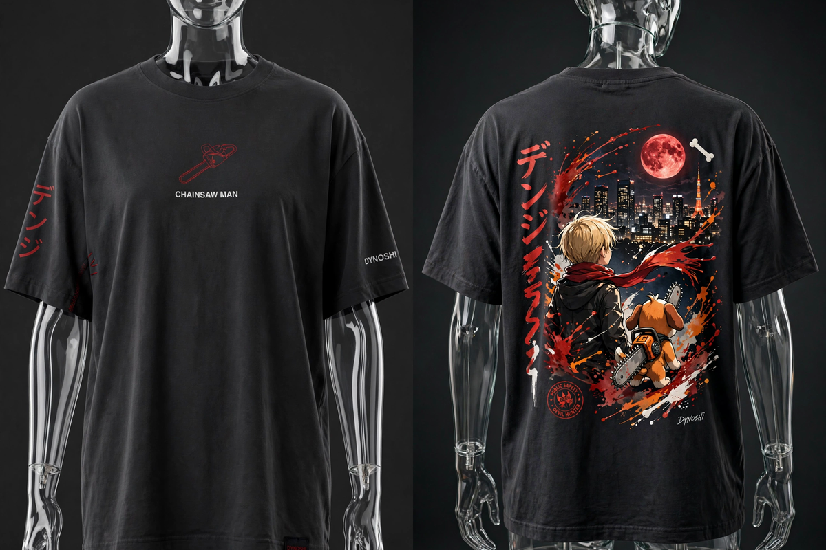Denji - Moonlit Promise Duo - Premium Oversized Anime T-Shirt - DYNOSHI