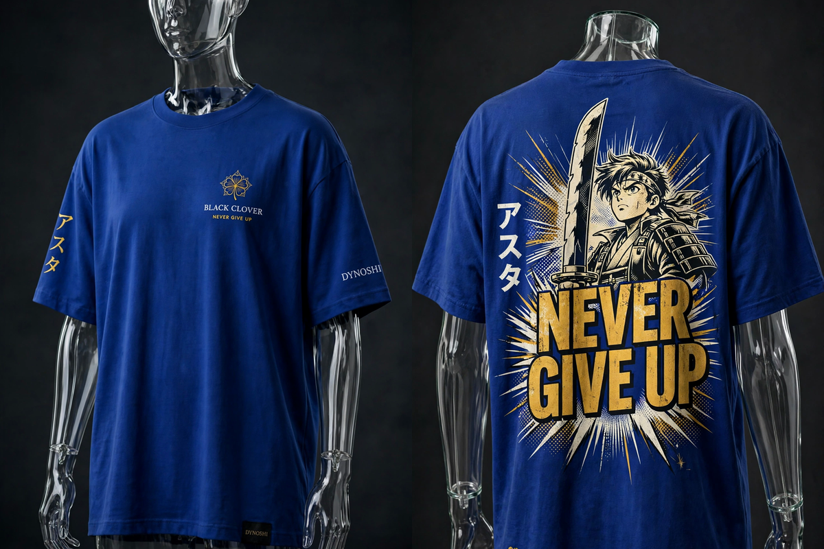 Asta - Never Give Up Mantra - Premium Oversized Anime T-Shirt - DYNOSHI