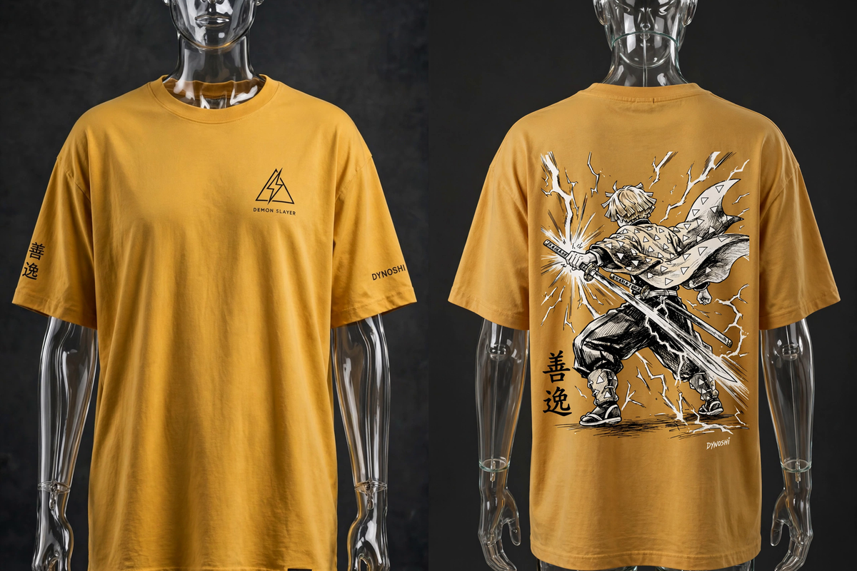 Zenitsu Agatsuma - Iaido Draw Stance - Premium Oversized Anime T-Shirt - DYNOSHI