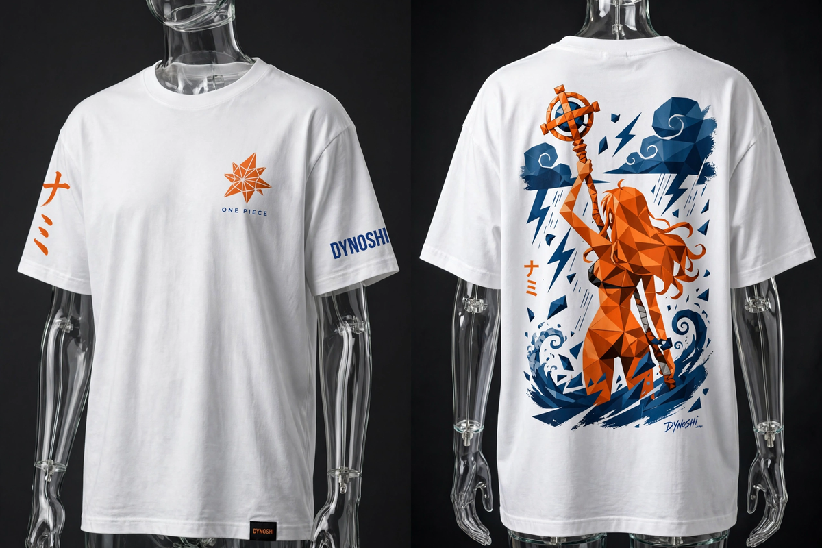 Nami - Storm Silhouette Geometry - Premium Oversized Anime T-Shirt - DYNOSHI