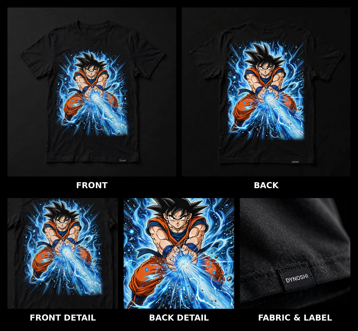 Son Goku - Kamehameha Black Tee — composite sheet