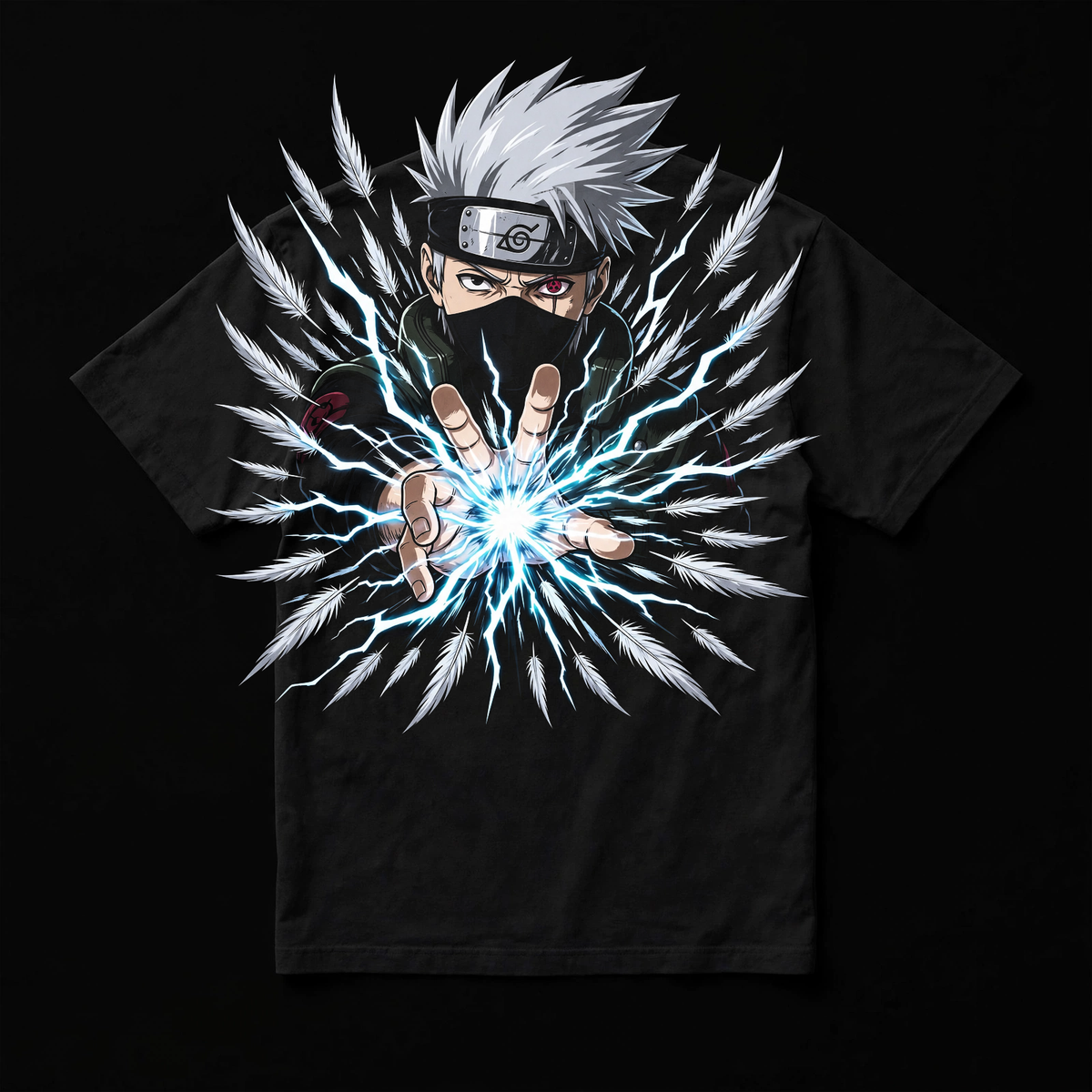 Kakashi Hatake - Lightning Blade Black Tee — back view