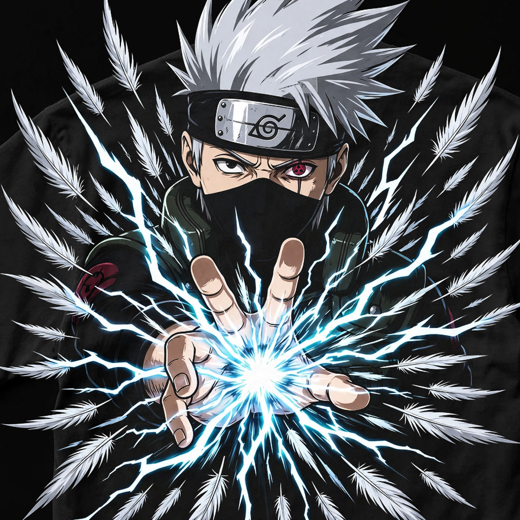 Kakashi Hatake - Lightning Blade Black Tee — back detail