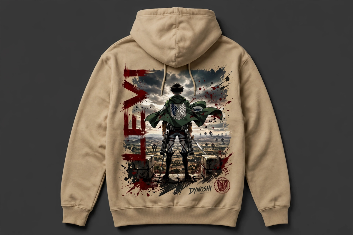 Levi Ackerman premium anime hoodie back print - DYNOSHI